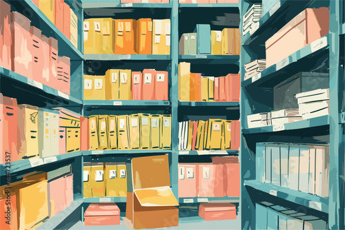 Storage Room Full of Archives in Vivid Colors