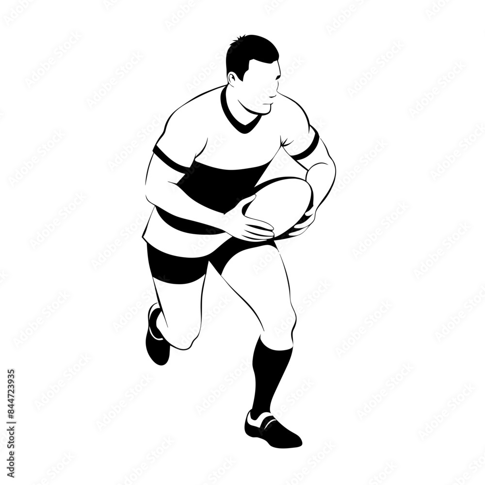 Fototapeta premium Dynamic Rugby Player in Action - showcasing the intense nature of the sport.”