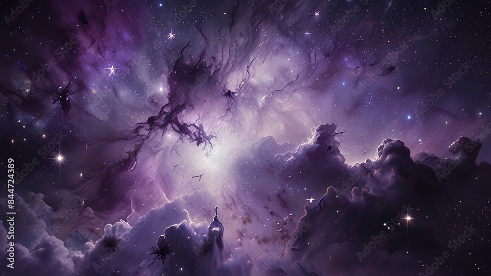Obraz premium Beautiful nebulae and stars in the night sky. Supernova background wallpaper