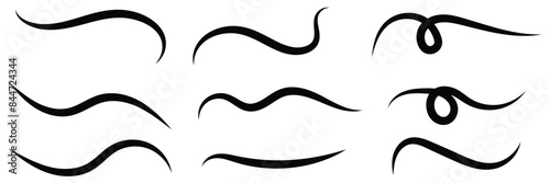 Hand drawn collection of curly swishes, swashes, swoops. Calligraphy swirl. Highlight text elements. Vector illustration.	