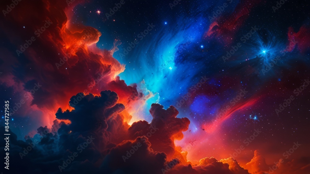 Beautiful nebulae and stars in the night sky. Supernova background wallpaper