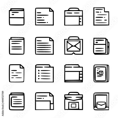 document icon, business icon, symbol icon, archive icon, contract icon, file icon, office icon, computer icon, message icon, web icon, folder icon, graphic icon, portfolio icon, magnifying glass icon,