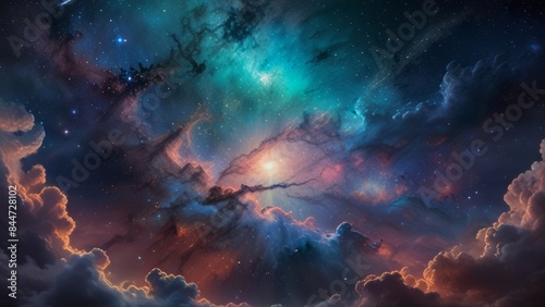 Beautiful nebulae and stars in the night sky. Supernova background wallpaper © Shamim Akhtar