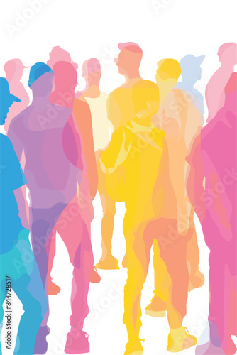Vector Drawing of LGBT Pride Men with Pastel Colors