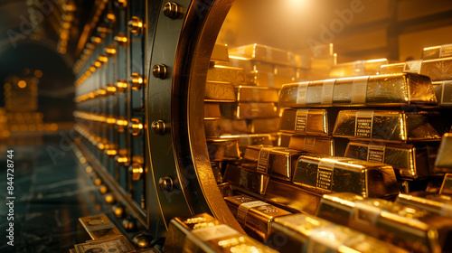 A Vault Filled With Stacks of Gold Bars in a Secure Bank