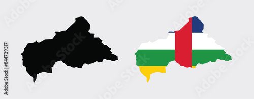 Vector Central African Republic Map. Map of Central African Republic with National Flag.
