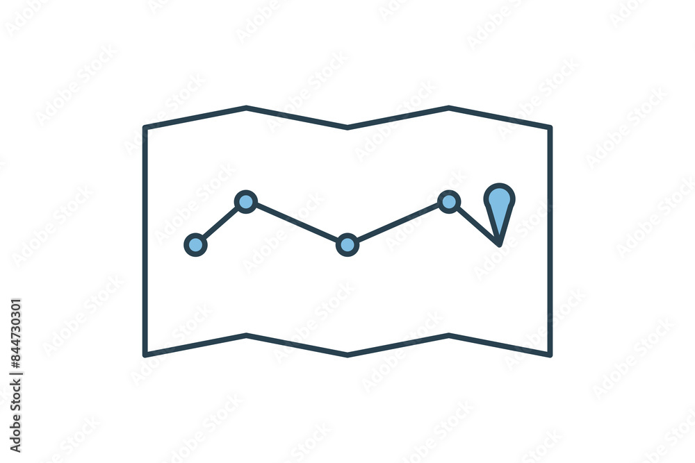 Route map icon. icon related to supply chain. suitable for web site, app, user interfaces, printable etc. flat line icon style. simple vector design editable Route map icon. icon related to supply chain. suitable for web site, app, user interfaces, printable etc. flat line icon style. simple vector design editable