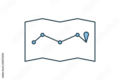 Route map icon. icon related to supply chain. suitable for web site, app, user interfaces, printable etc. flat line icon style. simple vector design editable