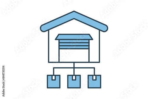 Distribution center icon. icon related to supply chain. suitable for web site, app, user interfaces, printable etc. flat line icon style. simple vector design editable