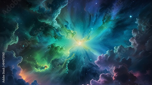 Beautiful nebulae and stars in the night sky. Supernova background wallpaper