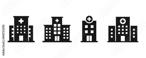 Hospital building icon vector logo. Medical building icon. Hospital icon design collection.