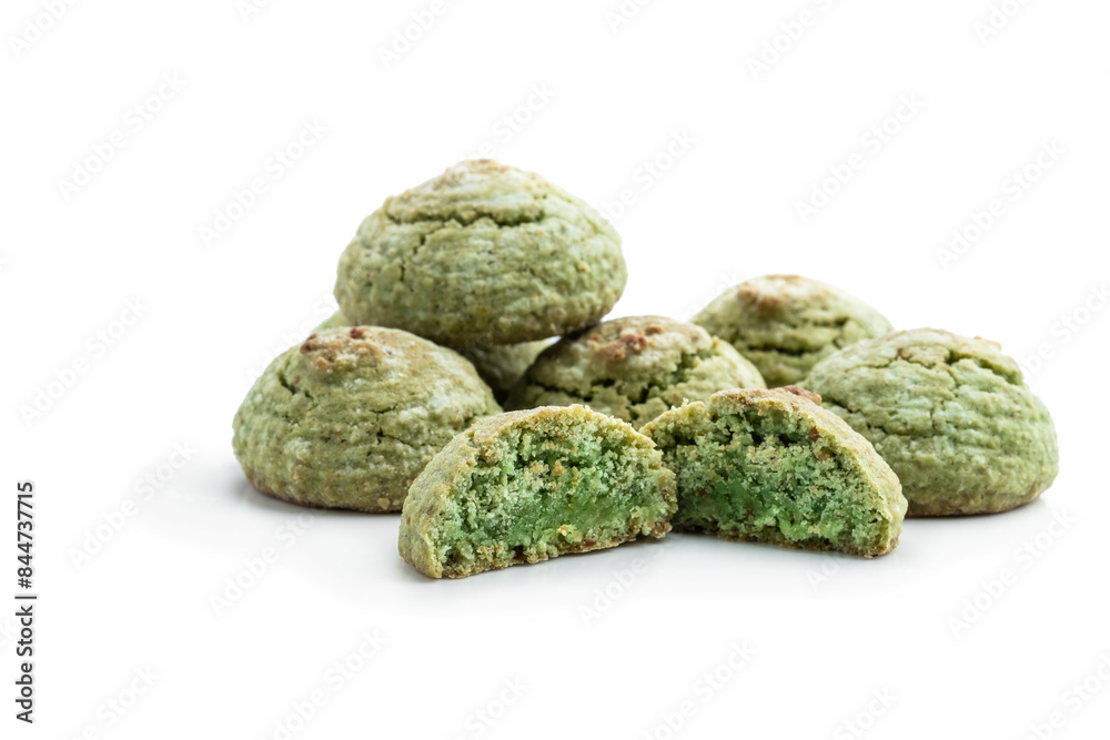 Delicious pistachio cookies isolated on white Delicious pistachio cookies isolated on white