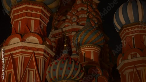 Macro VIew on Saint Basil's Cathedral at Night in Moscow Red Square
