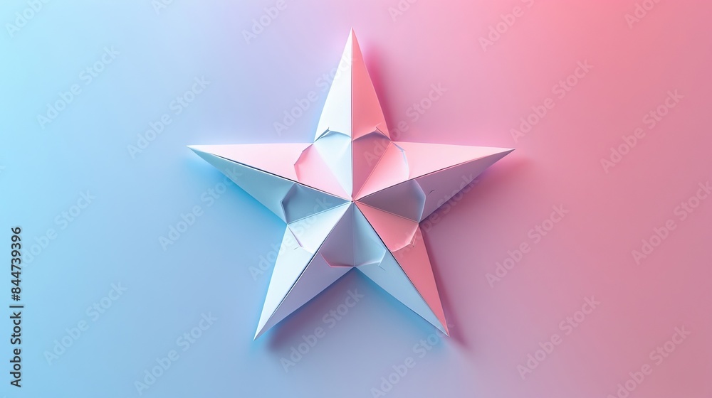 A star made of paper with pink and blue colors A star made of paper with pink and blue colors