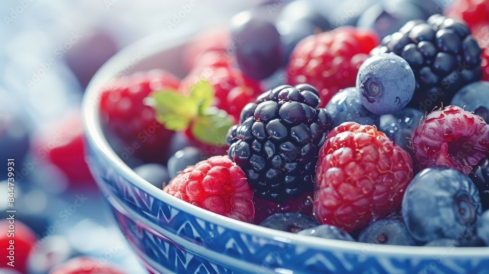 Vibrant Fresh Berries Close-up in Softly Blurred Bowl: Appetizing High Detail Fruit Photography Vibrant Fresh Berries Close-up in Softly Blurred Bowl: Appetizing High Detail Fruit Photography