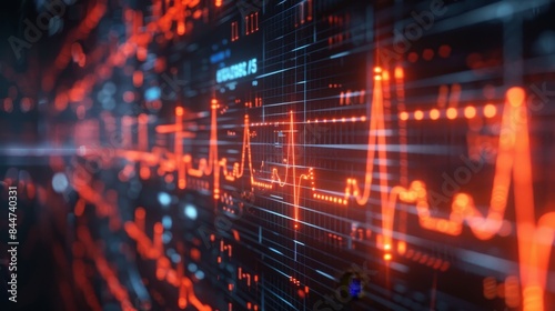 Wallpaper Mural A computer screen with a bunch of red and blue lines and numbers Torontodigital.ca