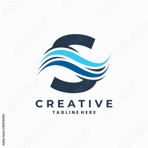 S Letter logo with airflow shapes combination concept
