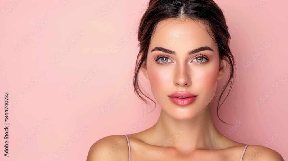 A woman with a pink background A woman with a pink background