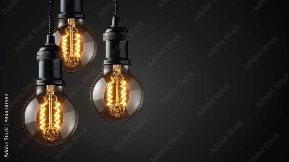 A group of light bulbs hangs from a wire against a black backdrop One bulb shapes Love with its curved filament A group of light bulbs hangs from a wire against a black backdrop One bulb shapes Love with its curved filament