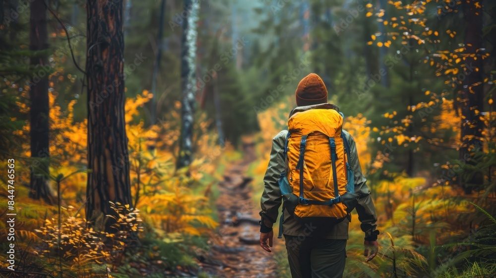 young tourist exploring national forest 