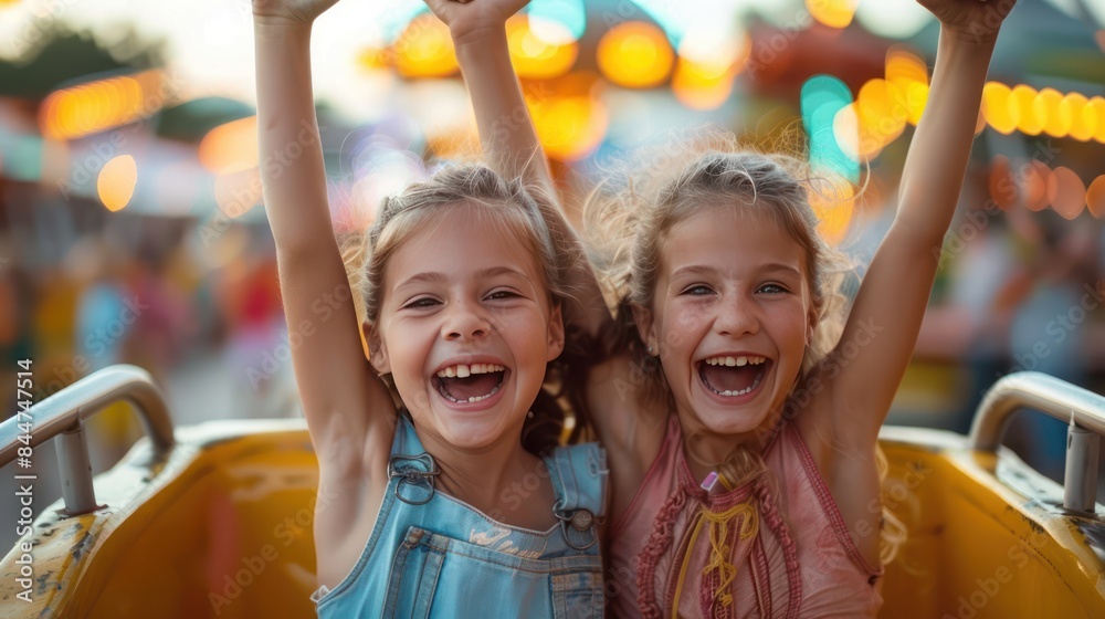 happiness children in theme park happiness children in theme park