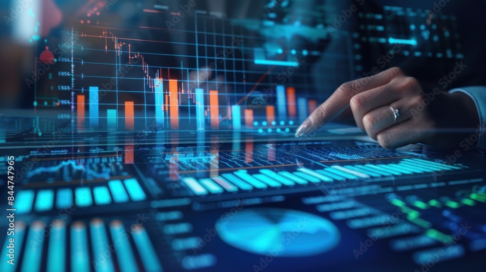 analysis working with the latest financial results. Analysis of sales forecast graphs, financial accounting with hand writing Abstract digital effect for background analysis working with the latest financial results. Analysis of sales forecast graphs, financial accounting with hand writing Abstract digital effect for background