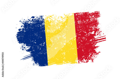 Fotografie romania flag with grunge effect - vector illustration