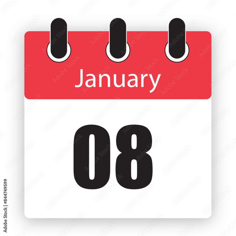 January 8 Calendar Remainder Icon - Dairy Calendar Design Template Vector Illustration January 8 Calendar Remainder Icon - Dairy Calendar Design Template Vector Illustration