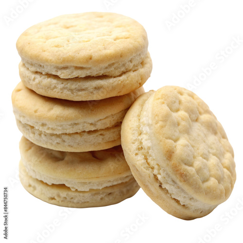 Classic white biscuits Isolated on transparent background photo