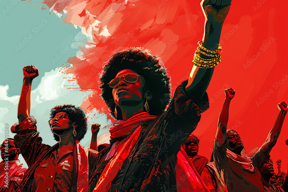 Fototapeta premium Black hands raised to the sky in solidarity or in protest