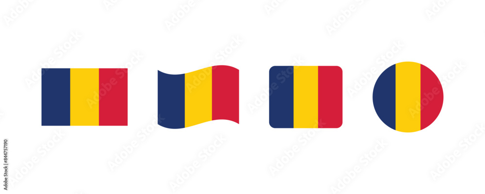 Fototapeta premium Vector Chad flag. Set of Chad Flags Collection. 