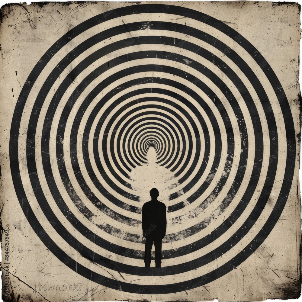 Conceptual Artwork with Concentric Circles Minimalist Human Figure Design Conceptual Artwork with Concentric Circles Minimalist Human Figure Design