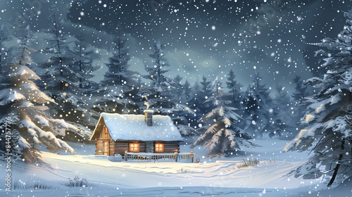 A cozy cabin nestled in a snowy forest. The perfect place to escape the hustle and bustle of everyday life.