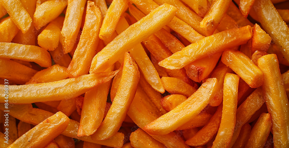 Crispy French Fries Close-Up - A mesmerizing close-up of crispy, golden French fries, highlighting each fry's perfect texture and irresistible appeal. Crispy French Fries Close-Up - A mesmerizing close-up of crispy, golden French fries, highlighting each fry's perfect texture and irresistible appeal.