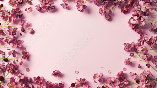 Flower themed postcard design with pink clover border and text area © 2rogan