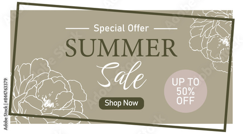 Luxury pastel special summer offer banner for womens clothing shop photo