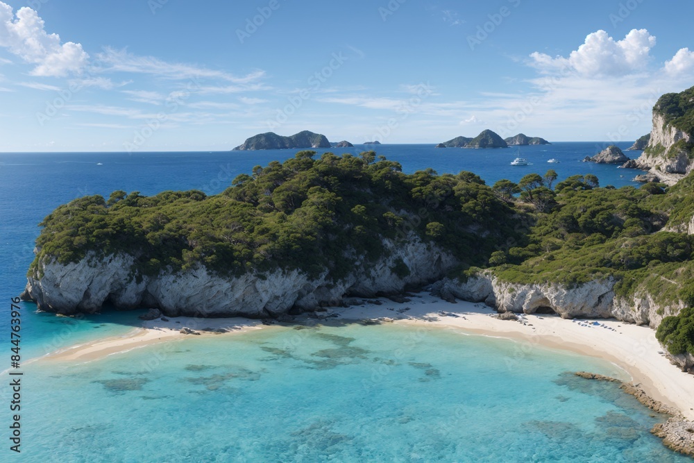 Obraz premium A peaceful bay with gentle waves and a clear blue sky