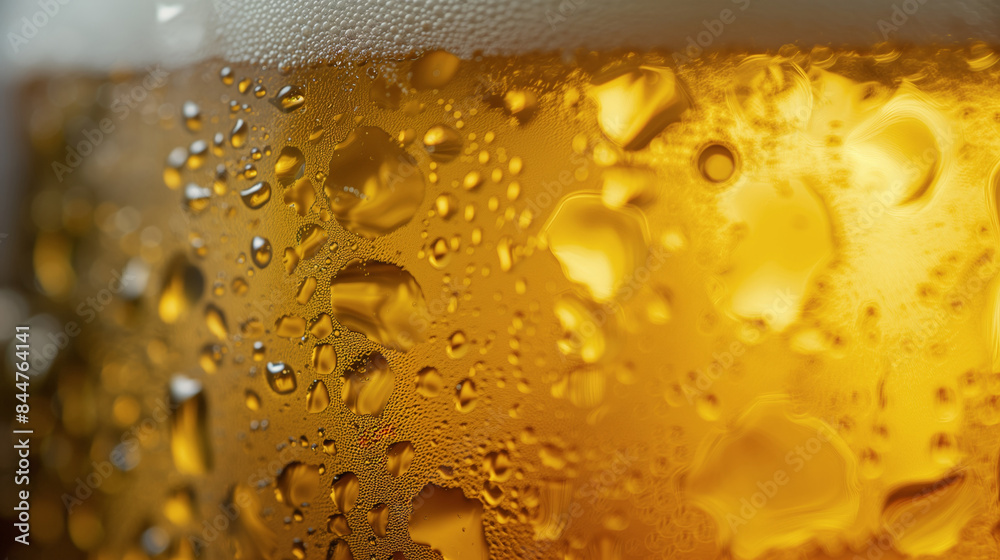 close-up of a cold glass of beer with condensation droplets on the outside. golden color beer and the foam at the top are visible, highlighting the refreshing and crisp nature of the beverage close-up of a cold glass of beer with condensation droplets on the outside. golden color beer and the foam at the top are visible, highlighting the refreshing and crisp nature of the beverage