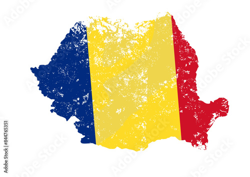 Obraz na plátně map with romania flag with grunge effect - vector illustration