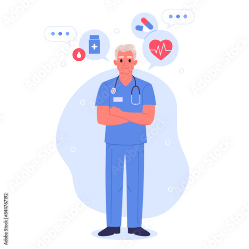 Wallpaper Mural Male doctor character. Therapist, paramedic or male nurse, medical clinic professional worker flat vector illustration. Healthcare and medicine concept Torontodigital.ca