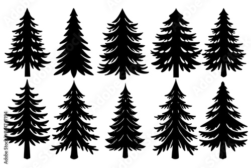 Set of fir trees