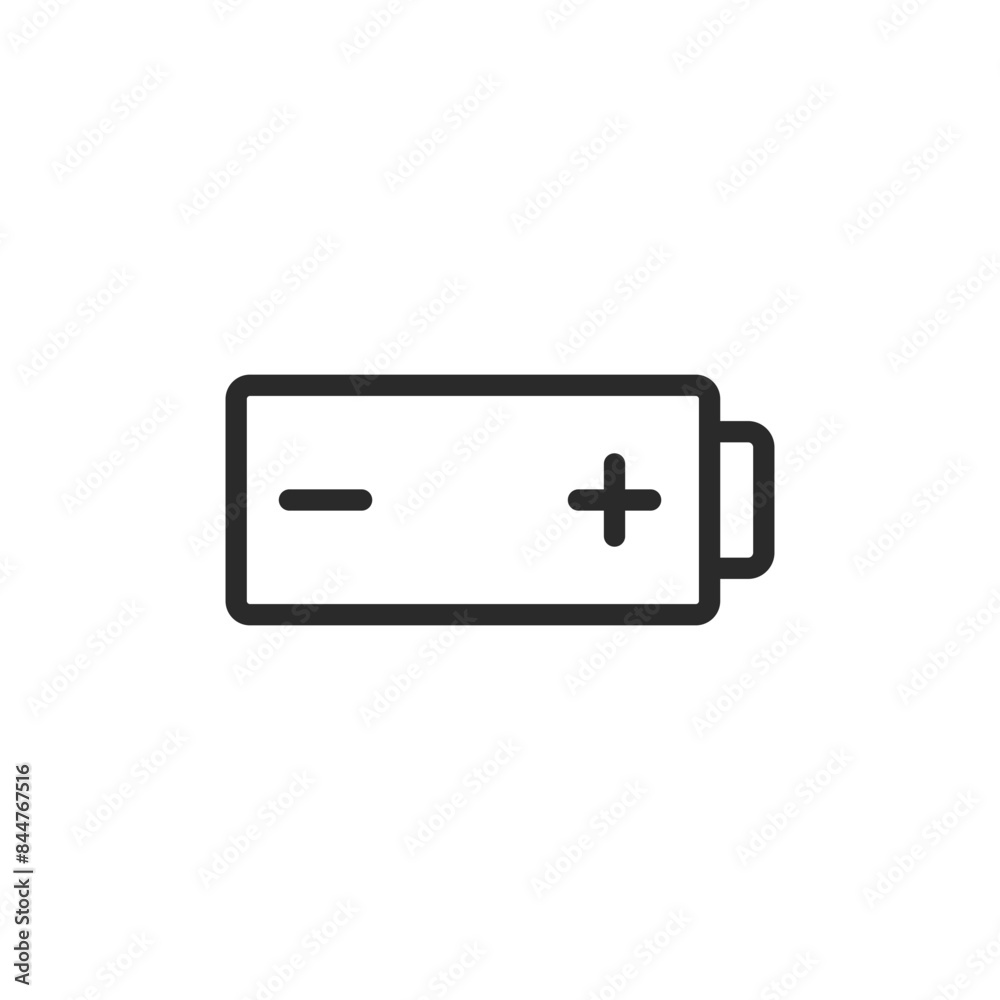 Battery, linear style icon. device with low battery power. Editable stroke width Battery, linear style icon. device with low battery power. Editable stroke width
