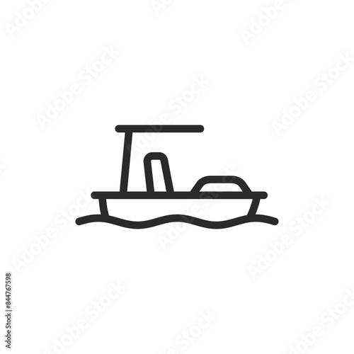 Pedal boat, linear style icon. Watercraft operated by pedaling. Editable stroke width