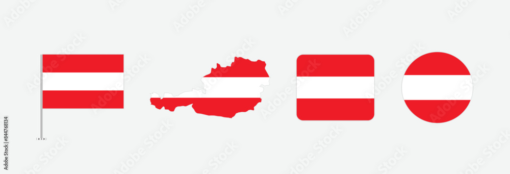 Vector Austria flag. Set of Austria Flags Collection. 
