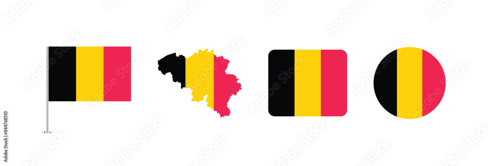 Fototapeta premium Vector Belgium flag. Set of Belgium Flags Collection. 