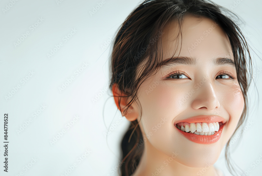 Radiant Asian Woman with Healthy Smile in Dental Advertisement Studio Shot with Perfect Skin and Hair Close-up Radiant Asian Woman with Healthy Smile in Dental Advertisement Studio Shot with Perfect Skin and Hair Close-up