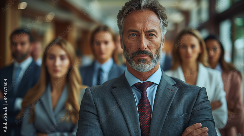confident mature businessman being the boss of the team confident mature businessman being the boss of the team