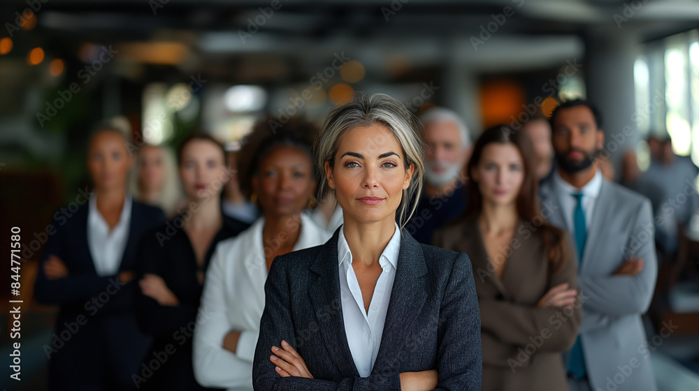 mature woman in her 40s being the leader of the team mature woman in her 40s being the leader of the team