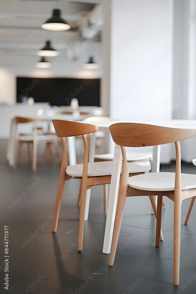 A white table and chairs in an office, modern office A white table and chairs in an office, modern office