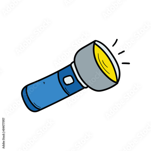Hand drawn cartoon flashlight on a white background.